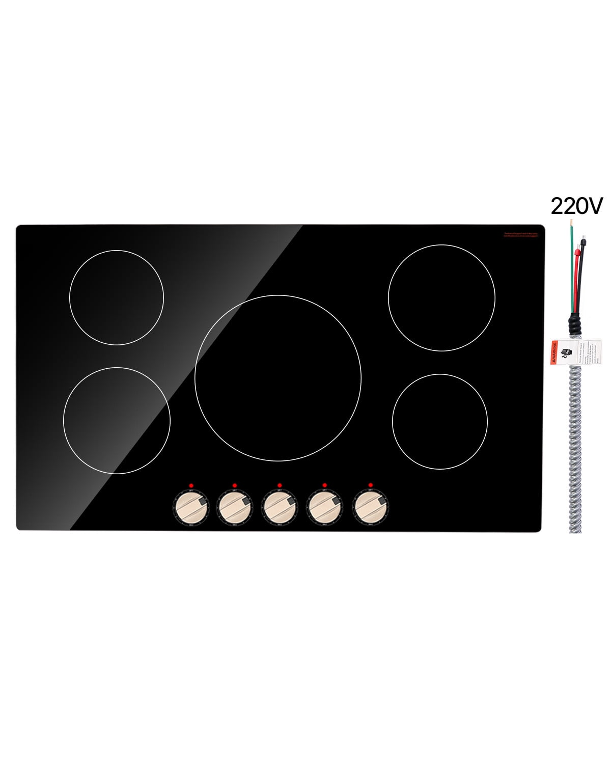 KFFKFF Induction Cooktop, 9200W Electric Countertop Burner, 5 Burner Knob Control Stove, Built-in Induction Cooktop