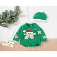 thumbnail image 4 of Infant Baby 2PCS Christmas Outfits  Long Sleeve  Neck Knit Romper + Beanie Hat Set, 4 of 9