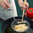 thumbnail image 1 of Stainless Steel Slotted Spoon, Essential Kitchen Tool with Wooden-Like Handle & Hook for Frying Food, Durable Colander for Straining Soups, Noodles & Vegetables, 1 of 6