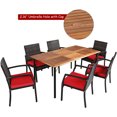 thumbnail image 2 of Costway Ensemble de Salle à Manger de Patio en Rotin 7 Pcs Chaise et Table avec Coussin Trou pour Parasol Rouge, 2 of 8