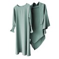 thumbnail image 4 of LUOGENLI Robe Filles Col Rond à Volants Robe de Couleur Unie avec Motif à Volants Longue Robe pour Filles Grande Taille Vert Pâle 3-4 Ans, 4 of 4