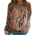 thumbnail image 2 of Liquidation à 50 % Chandail Surdimensionné pour Femmes 2023 Mode Décontractée Manches Longues Col Rond Imprimé Chandail pour Dames Hauts Blouse, 2 of 5