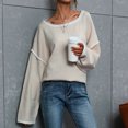 thumbnail image 4 of Pompotops Chandail Mode Femme Col Rond Manteau Haut Chandails pour Femmes Manteau Manches Longues Ample Liquidation, 4 of 7