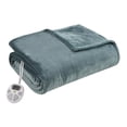thumbnail image 1 of OLLIIX Serta Couverture Chauffante en Peluche, Bleu, Queen, 1 of 7