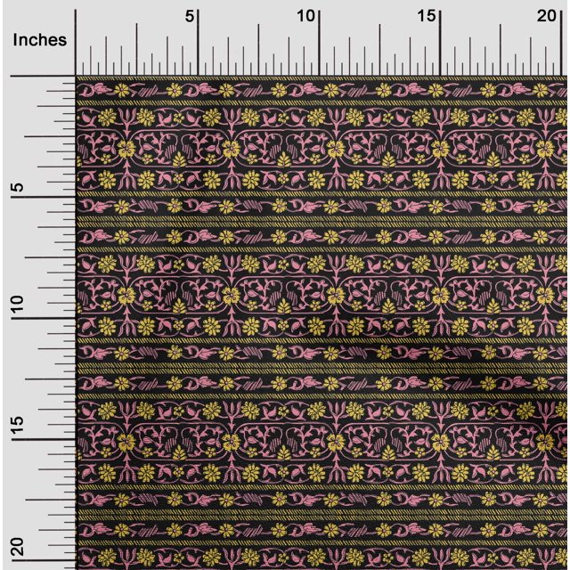 oneOone Polyester Lycra Fabric Leaves & Floral Block Print Fabric BTY 56 Inch Wide