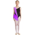 thumbnail image 1 of Yartina Children Girls Figure Skating Dance Bodysuit Color Block Ballet Leotard Dress Rhinestone Dancing Outfits Purple 10, 1 of 7