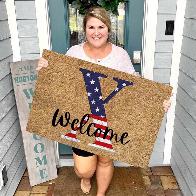 TopLLC Bathroom Rugs 4th Of July Door Mat Patriotic Doormat Entryway Rug Welcome Independence Day Doormat Stain And Fad Patriotic Decor Welcome Outdoor Mat A map
