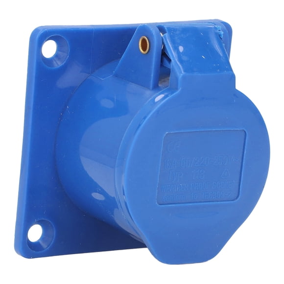 3-Pin Waterproof Industrial Power Outlet - Blue Brass CEE Socket 220-250V IP44 Rated for Outdoor & Marine Use