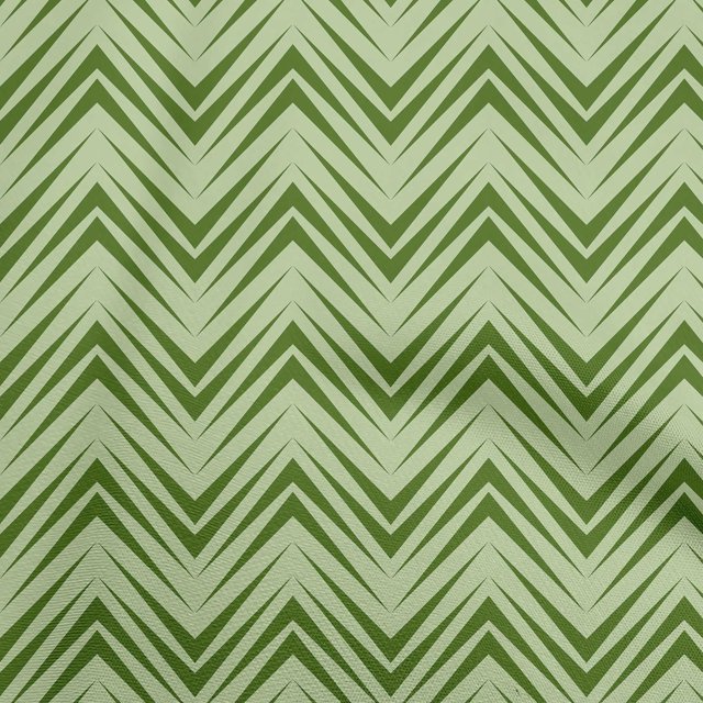oneOone Polyester Spandex Forest Green Fabric Chevron Sewing Material Print Fabric By The Yard 56 Inch Wide
