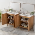 thumbnail image 3 of [Video]59.8" Bathroom Vanity Combo with Ceramic Sink, Traditional American Style, Wooden Legs, MDF Structure, Soft-Close Doors with Adjustable U-Shaped Shelf, Plastic Feet Pads, 3 of 26