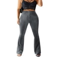 thumbnail image 4 of Women‘s Bootcut Yoga Pants Tummy Control Workout Bootleg Velvet Lounge Active Trouser Sweatpants, 4 of 6