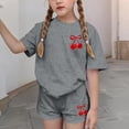 thumbnail image 4 of Robe d'Été avec Manches Ensemble de Loisirs d'Été pour Enfants Col Rond Manches Courtes Haut et Shorts Ensemble Deux Pièces Mignon Ensemble d'Été, 4 of 6