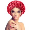 thumbnail image 3 of Satin Bonnet Sleeping Cap Double Layer Elasticated Trim Soft Night Hat for Woman, 3 of 3