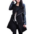 thumbnail image 2 of Winter Warm Women's Zipper Leather Patchwork Long Jacket Coat, 2 of 9