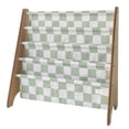 thumbnail image 1 of 3 Sprouts Recycled Fabric Kids Book Rack Storage Bookshelf Organizer in Green Checkerboard for Ages 3+, 1 of 6