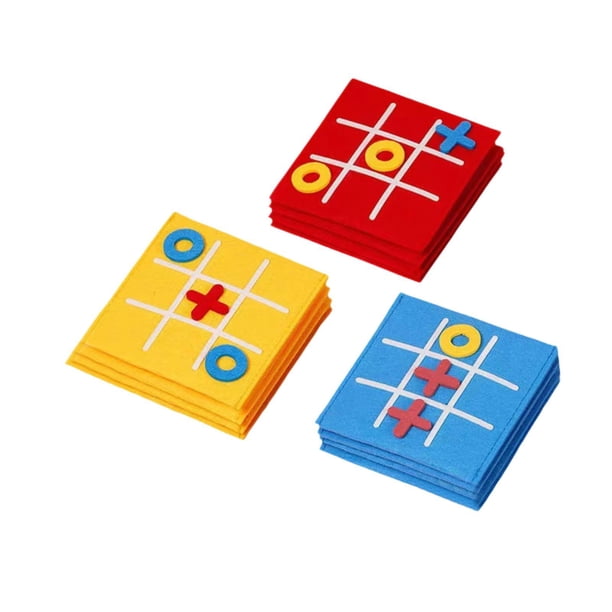 Plateau De Morpion En Bois – Lot De 3 Couleurs (noir, Orange, Bleu) – Jeu éducatif Et Portable Pour Enfants Et Adultes
