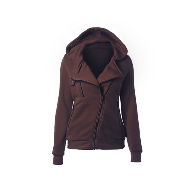 Tralilbee Nouveau Chandail à Capuche à Manches Longues à Fermeture Éclair pour Femme, Mode Automne et Hiver, Polyvalent, Multicolore, à Fermeture Éclair Diagonale, à Col en V, à Capuche pour Femme