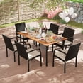 thumbnail image 1 of Costway 7PCS Patio Rattan Dining Set Chair Wooden Table Top W/Umbrella Hole, 1 of 10