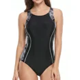 thumbnail image 1 of Charmo Women's Sports One Piece Swimsuit Racerback Boyleg Swimwear, 1 of 7
