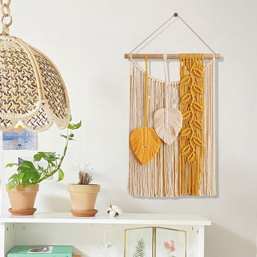 Birdeem Tenture Murale Bohème, Art Macramé en Coton Tissé à la Main avec Franges en Dentelle, Déco Bohème 24x16 Pouces pour Salon Chambre Bureau