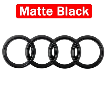 Black Silver ABS 4 Ring Car Hood Bonnet Front Grill Trunk Rear Emblem Logo Badge Sticker For Audi A3 A4 A5 A6 A7 TT Q2 Q3 Q5 Q8 Matte Black Front 285mm