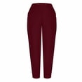 thumbnail image 4 of Timegard Womens Pants Elastic High Waist Lightweight Side Button Solid Color Lounge Trousers with Pockets, 4 of 7