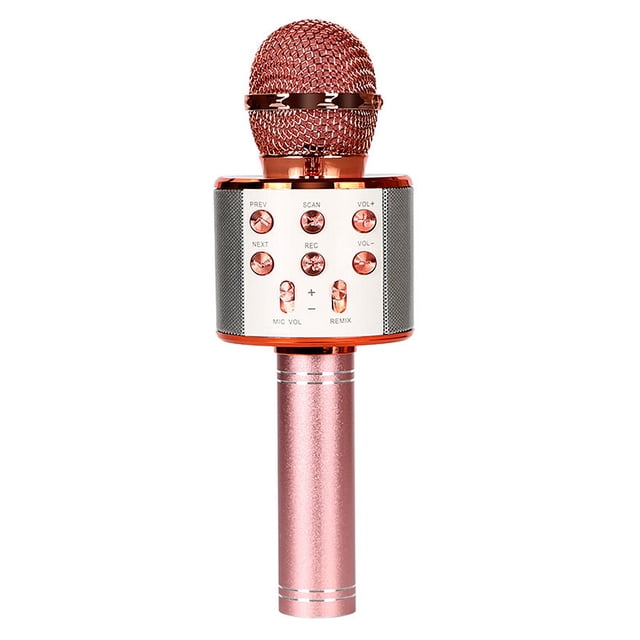 tredstone Microphone à Réduction de Bruit, Microphone de Karaoké Rechargeable Sans Fil, Micro LED Portable, Or Rose