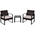 thumbnail image 1 of Ensemble de Café en Rotin pour Patio 3 Pcs Ensemble de Chaises et Table de Jardin Extérieur, 1 of 10