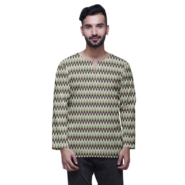 Atasi Kurta Courte Traditionnelle pour Hommes Col Trou de Serrure Décontractée en Coton