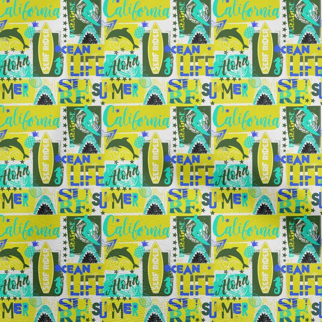 oneOone Tissu Viscose Georgette Jaune California Ocean Ride Matériel de Couture Tissu Imprimé au Mètre 42 Pouces de Large