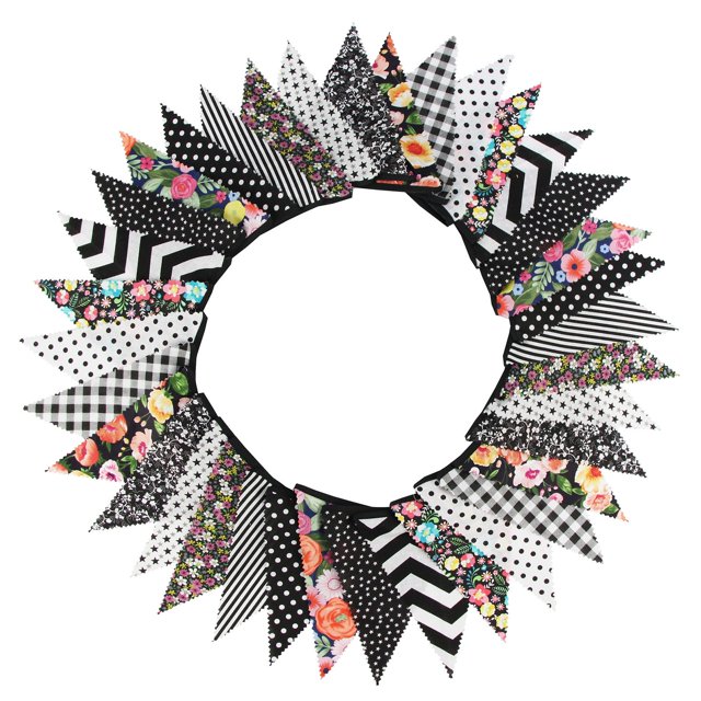 33 Ft Vintage Flower Fabric Bunting Banner 36 Triangle Flag For Party Decor