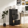 thumbnail image 2 of HOMCOM 3 Drawer File Cabinet Fluted Vertical Filing Cabinet with Lock Black, 2 of 10