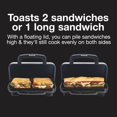 thumbnail image 4 of Proctor Silex Deluxe Hot Sandwich Maker With Easy-Clean Durable PFAS-Free Nonstick Ceramic Plates, Fits up to 2 Grilled Cheese, Ruebens, Tortas or Subs, Stainless Steel (25415MN), 4 of 8