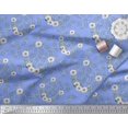 thumbnail image 2 of Soimoi Blue Poly Georgette Fabric Anemone & Leaves Print Sewing Fabric Yard 42 Inch Wide, 2 of 3
