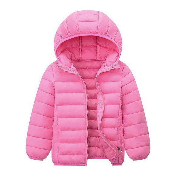 Splozh Toddler Girls Winter Puffer Jacket Boy and Girls Coat Winter Lightweight Jackets Hooded Outerwear Pink,10-11 Years