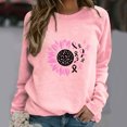thumbnail image 2 of Pisexur Breast Cancer Awareness Sweatshirt Pink Ribbon Flag Breast Cancer Awareness Long Sleeve T-Shirt, 2 of 4