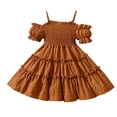 thumbnail image 1 of MEZZALL Robe Tutu pour Bébés Filles, Volants en Tulle, Couleur Unie, Princesse, Robe de Fête de Mariage, Robe d'Été Confortable, Brun, 18-24 Mois, 1 of 4