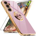 thumbnail image 1 of ORUYROP for Samsung Galaxy S24 Plus Case with Screen Protector, Built-in 360 Rotation Ring Holder Magnetic Stand, Luxury Shiny Plating Edge Shockproof Electroplated Protective Cover (Purple/Go, 1 of 6