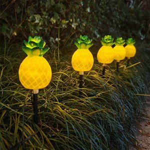 Uscallm Lumières de jardin solaire, ananas LED Lumières solaires pour l'extérieur, 5-Pack Lumières de pelouse à énergie solaire, lumières de jardin solaire imperméables pour la décoration de patio de jardin