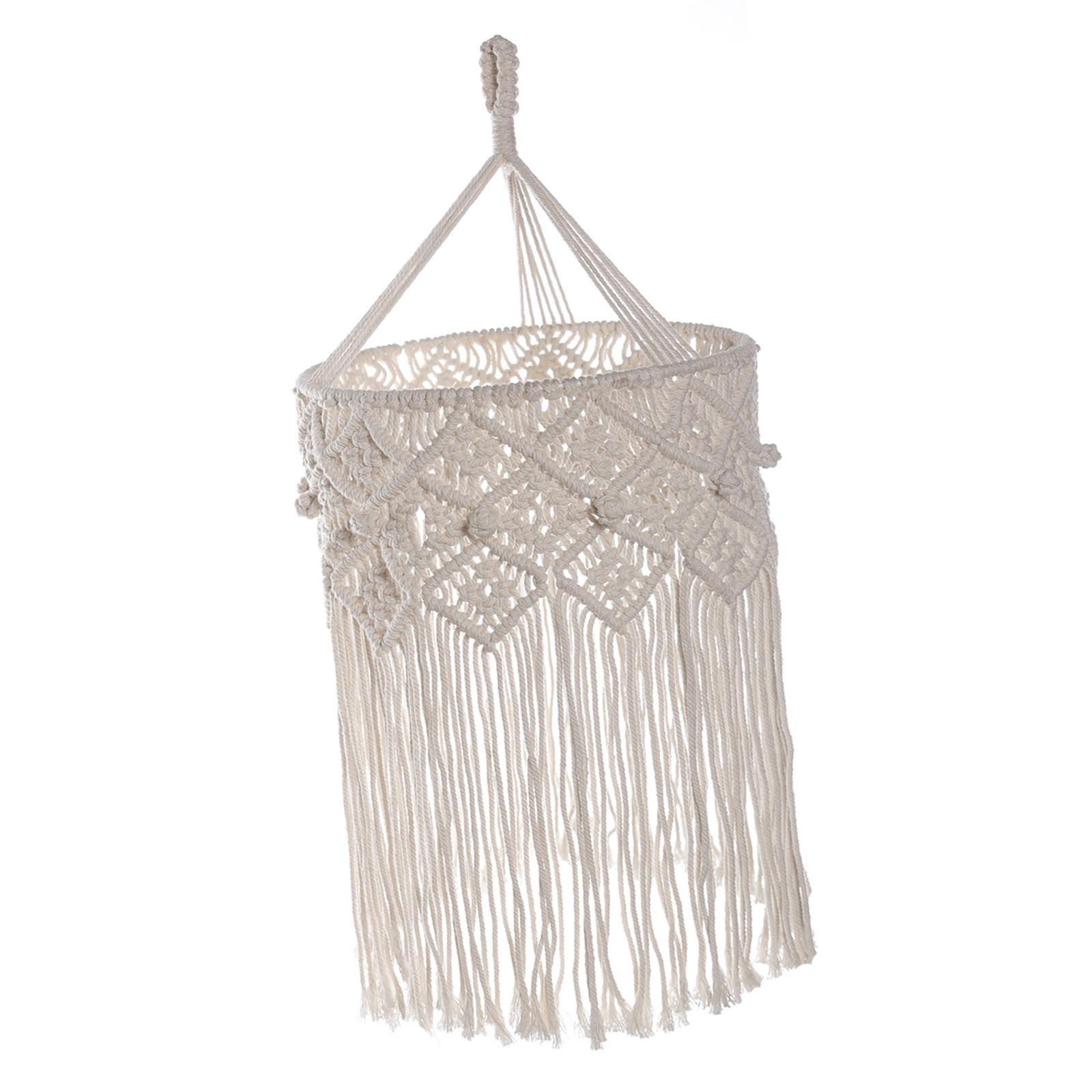 Abat-jour Boho Macramé Abat-Jour Suspendu de Remplacement Bricolage Luminaire à Main B