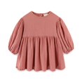 thumbnail image 5 of Automne Printemps Bébé Filles Puff Manches Robe O-Cou Volanté Ourlet Robe Bébé Princesse Mignon Robe Douce Nouveau-Né Vêtements 0-5T, 5 of 5