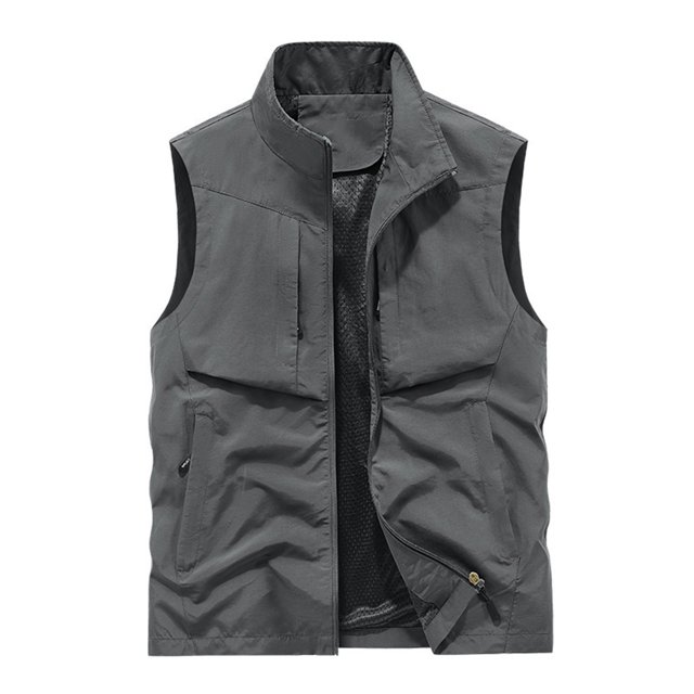 Jackets for Men Mens Work Clothes Jacket Solid Color Stand Collar Multiple Pockets Outdoor Sports Photography Leisure Coat
