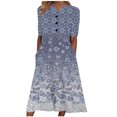 thumbnail image 1 of Pisexur Robe pour Femme Grande Taille, Portefeuille à Fleurs, Col en V, Fente, Ligne A, Manches Volantées, Évasée, Ceinturée, Robe Maxi, 1 of 5