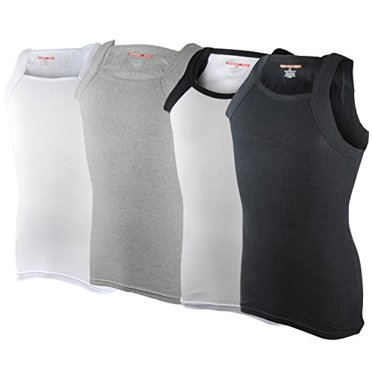 Débardeurs Style G-unit pour Hommes Coupe Carrée Muscle Côtelés sous-Vêtements Chandails (2TG, Lot de 4 ( Assortis ))