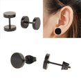 thumbnail image 4 of Paire de Boucles d'Oreilles Perforées en Acier Inoxydable Noir Unisexe pour Hommes de Différentes Formes, 4 of 9