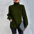 thumbnail image 4 of Yuyuzo Womens Winter Fall Sweater Solid Color Turtleneck Cable Knit Long Sleeve Sweaters Pullover Tops, 4 of 6