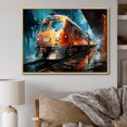 thumbnail image 1 of Designart Large Train framed wall Art, Train Dynamic composition , train framed wall art decor, Multi-Color Modern Natural framed wall art, 44x34 inches Natural brown color Frame, 1 of 5
