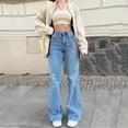 thumbnail image 2 of Bmisegm Jeans Évasés Taille Haute pour Femmes, Bleu Pâle, L, 2 of 9