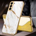 thumbnail image 4 of Full Cover Phone Case Tempered Glass Hard Printed Smartphone Bumper Case Cell Phone Covers Electroplated for S22/22Plus/Ultra Camera Protection Protective  Galaxy S22 ULTRA Golden Thread, 4 of 8