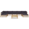 thumbnail image 2 of vidaXL 8 Piece Garden Lounge Set with Dark Grey Cushions Bamboo, 2 of 12